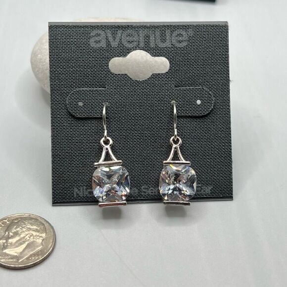 Avenue Silver 10mm Cushion Cut Crystal Solitaire Earrings - Picture 7 of 7